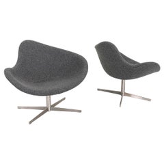 2020s Pair of Flemming Busk for Hightower K2 Swivel Lounge Chairs in Grey Fabric