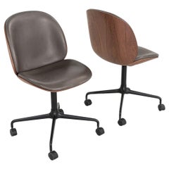 2024 Pair of GamFratesi for GUBI Beetle Meeting Chairs Upholstery & Walnut Shell