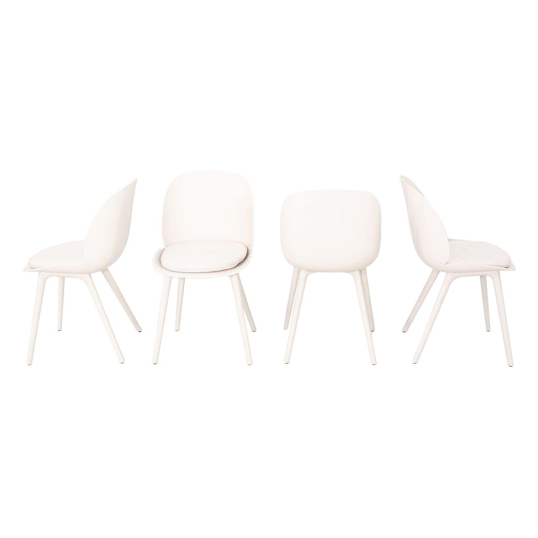 2024 Set of 4 GamFratesi for GUBI Beetle Outdoor Dining Chairs with Seat Cushion