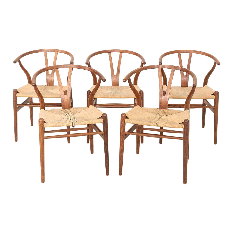 C. 2020 Set of Five Hans Wegner for Carl Hansen CH24 Wishbone Dining Chairs