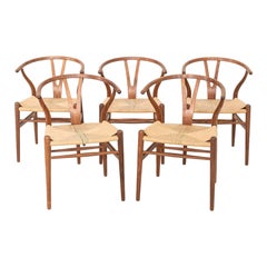 C. 2020 Set of Five Hans Wegner for Carl Hansen CH24 Wishbone Dining Chairs