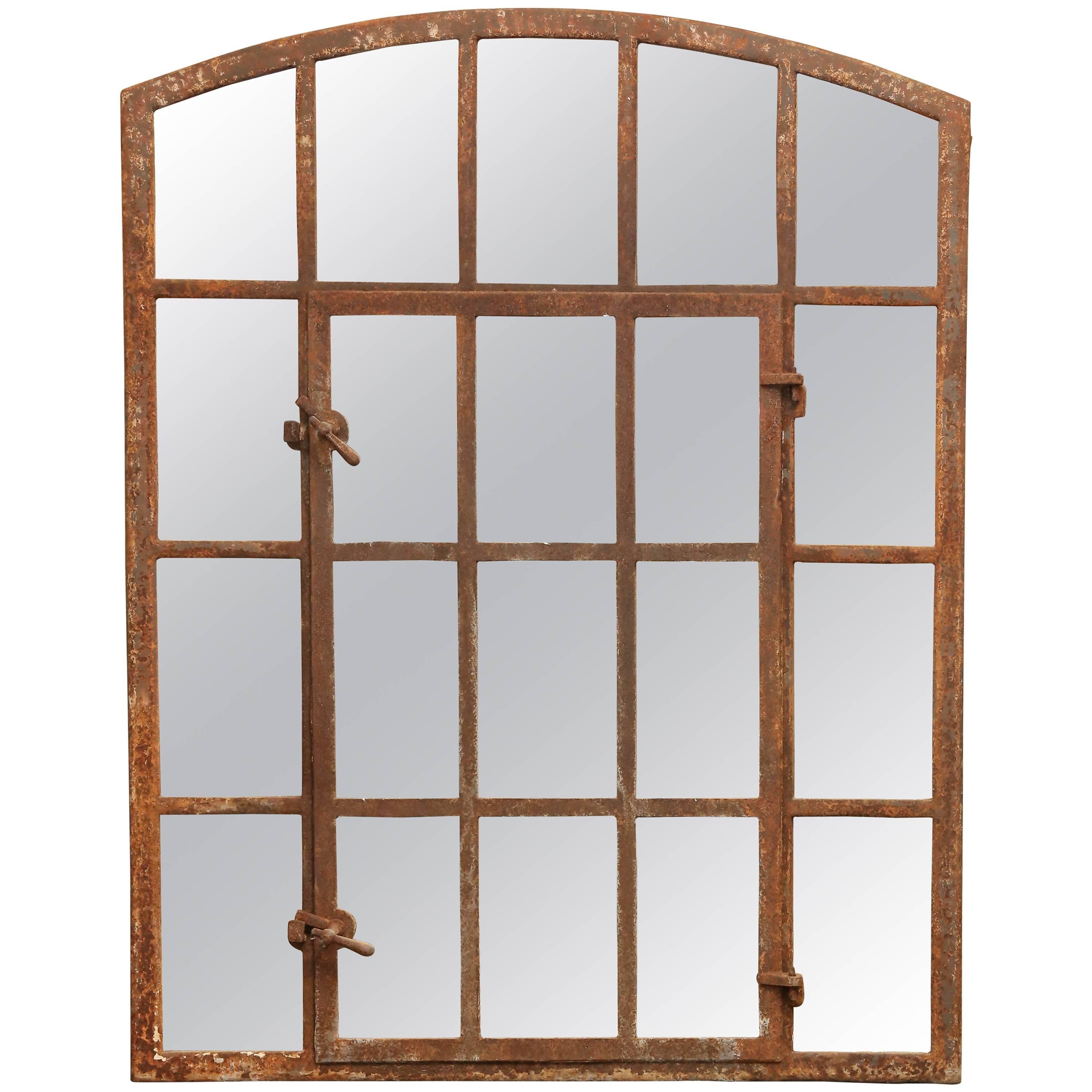  19th Century Industrial Iron Window Mirror