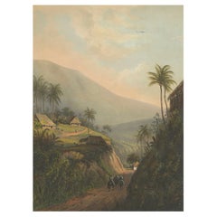 Bergstraße zum Salak-Tal, Java - Koloniale Landschaftslithographie, 1872