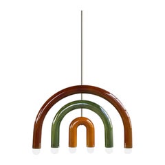 Ceramic Pendant Lamp 'TRN F1' by Pani Jurek, Brown, Green & Ochre