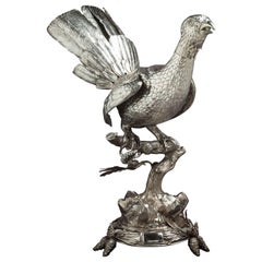 Antique Large Continental Silver Turkey, circa 1875