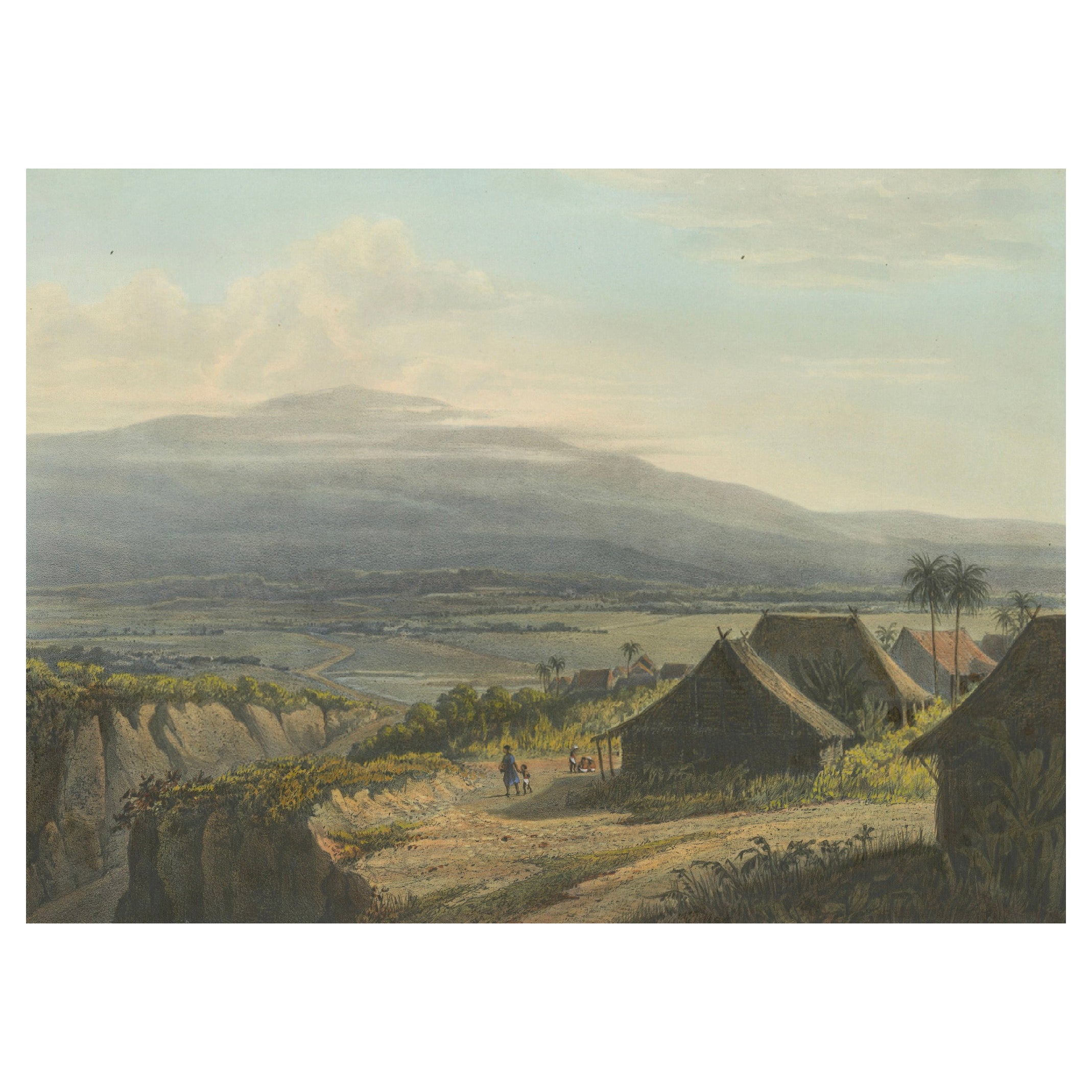 Highland Landscape in the Bantam Residency – Java Lithograph, Published 1872