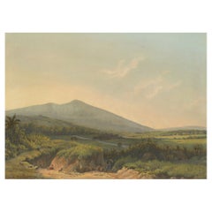 Berglandschaft bei Kedong Badak - Seltene Java-Lithographie von 1872