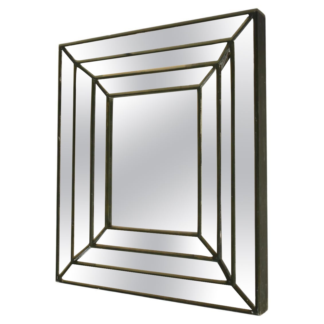 Rectangular mirror with green glazing beads, 1960s. For Sale