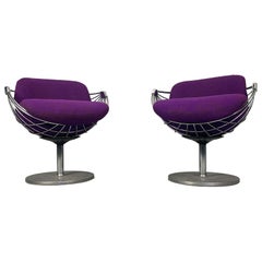 Lot de 2 chaises longues originales « Atomic » en fil de fer, Rudi Verelst, 1971