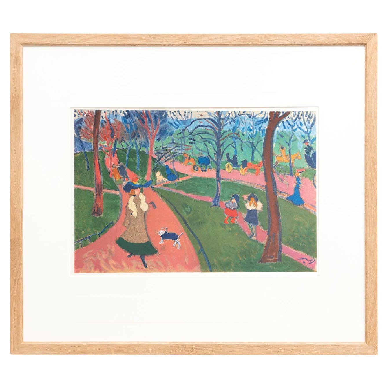 Litografia a colori di André Derain con cornice "Hyde Park", 1972 circa