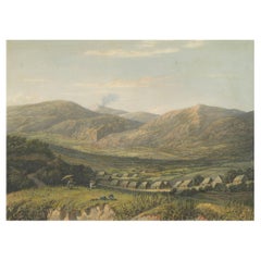 Blick auf das Tengger-Gebirge, Ost-Java - Seltene Java-Landschaftslithographie, 1872