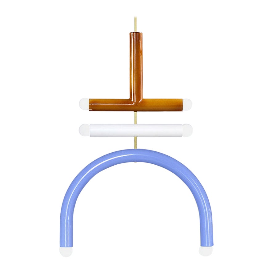 Ceramic Pendant Lamp 'TRN F2' by Pani Jurek, Ochre, White & Lilac