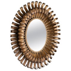 Mid-Century Modern Sunburst Mirror Brass, circa 1960
