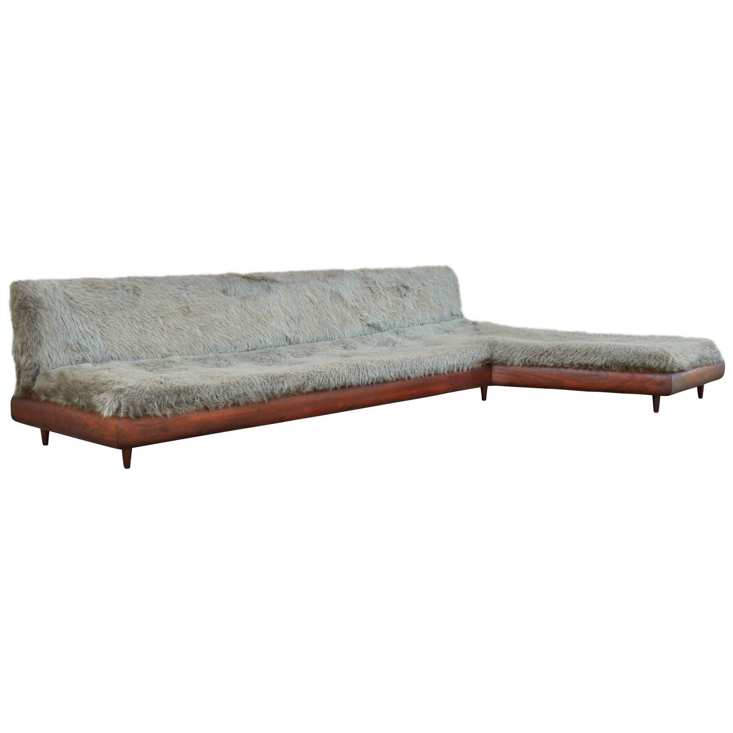 Adrian Pearsall Mid-Century Modern Sofa with Walnut End Table, New Adrian Pearsall Mid-Century Modern Sofa with Walnut End Table, New