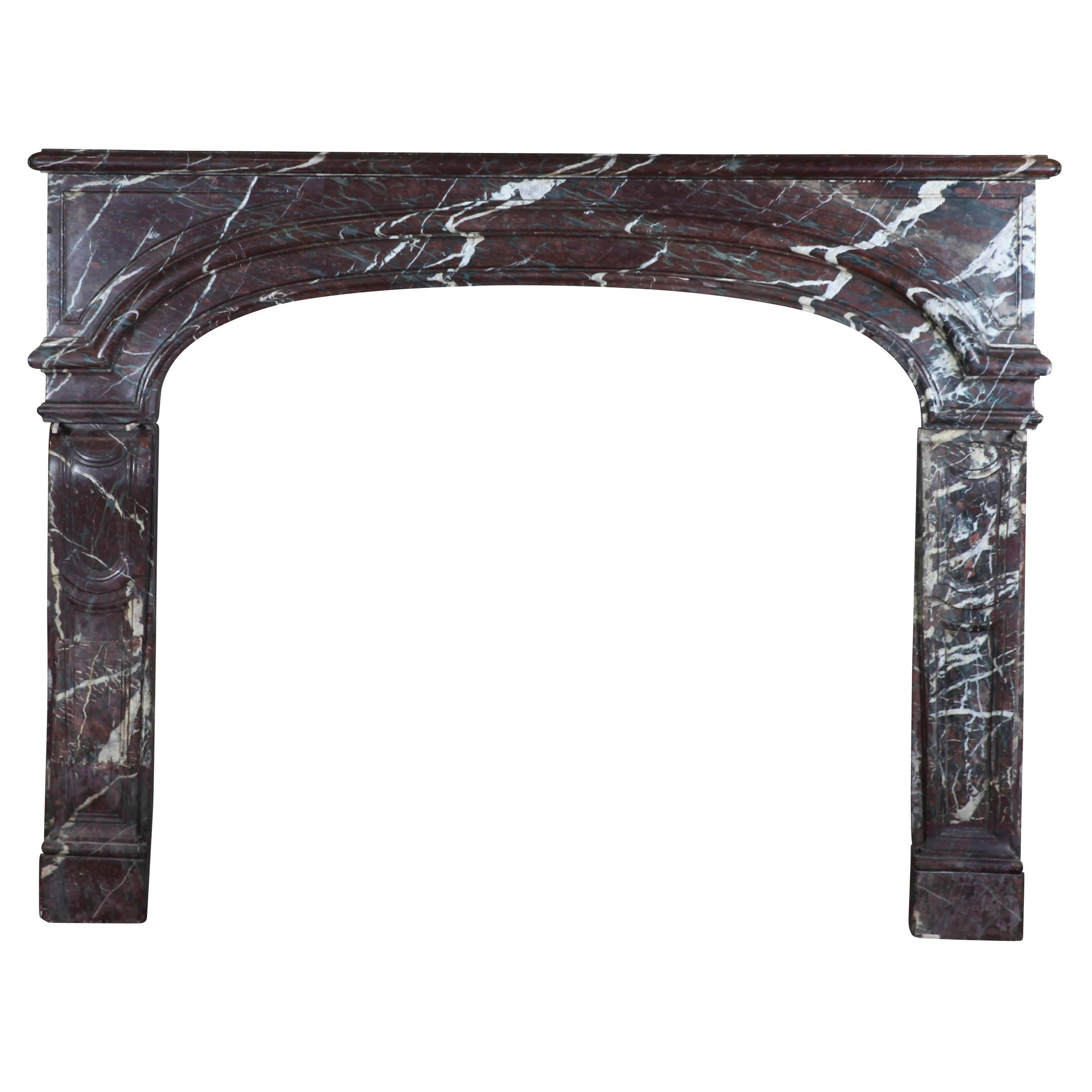 Authentic French Rouge Griotte Marble Fireplace Surround For Sale