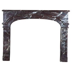 Authentic French Rouge Griotte Marble Fireplace Surround