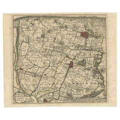Mapa de Delfland coloreado a mano por Hendrik De Leth, 1740 - Delft y La Haya