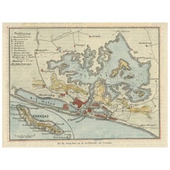 Small Map of St. Anna Bay and Willemstad, Curaçao – Dutch Colonial View, c. 1880