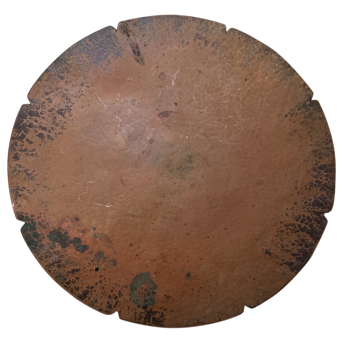 Arts & Crafts Hammered Copper Footed Tray / Charger, Early 20th Century