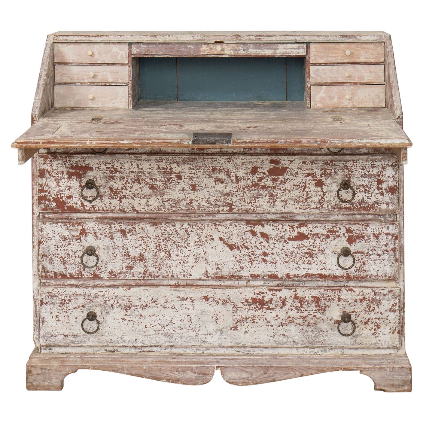 19e s. Bureau/Secrétaire suédois peint d'origine