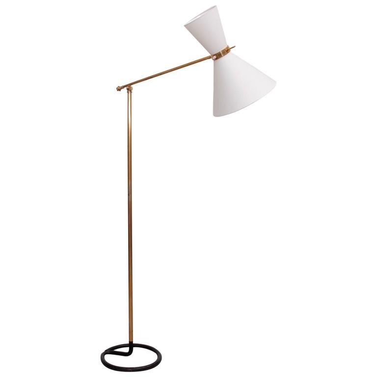 Rare Mid-Century Diabolo Floor Lamp in Metal and Brass by Stablet ...