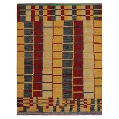 Rug & Kilim’s Moroccan Style Rug in Gold, Gray and Red Tribal Geometric Pattern