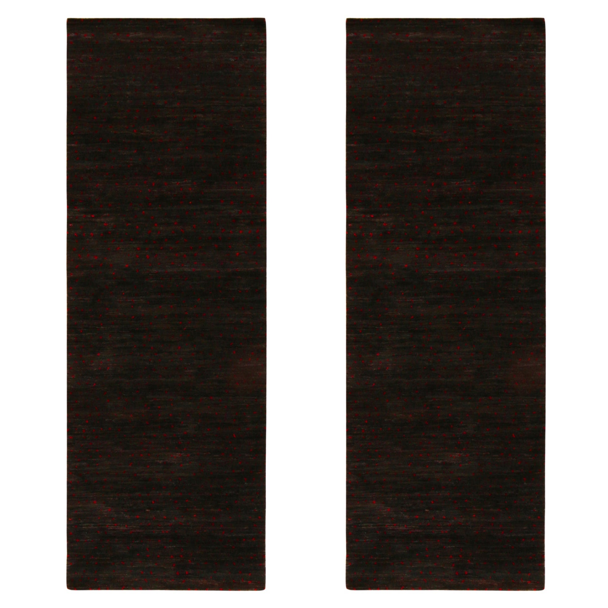 Rug & Kilim’s Modern Runners in Black with Red Dots Pattern
