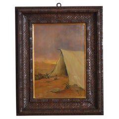 Huile italienne, Tent in the Desert, Giuseppe Augusto Levis, 1-14-1912