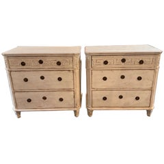 Pair of Mid Century Swedish Carved and Painted Gustavian Chests