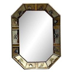 Vintage Coastal Undersea Eglomise Octagon Mirror
