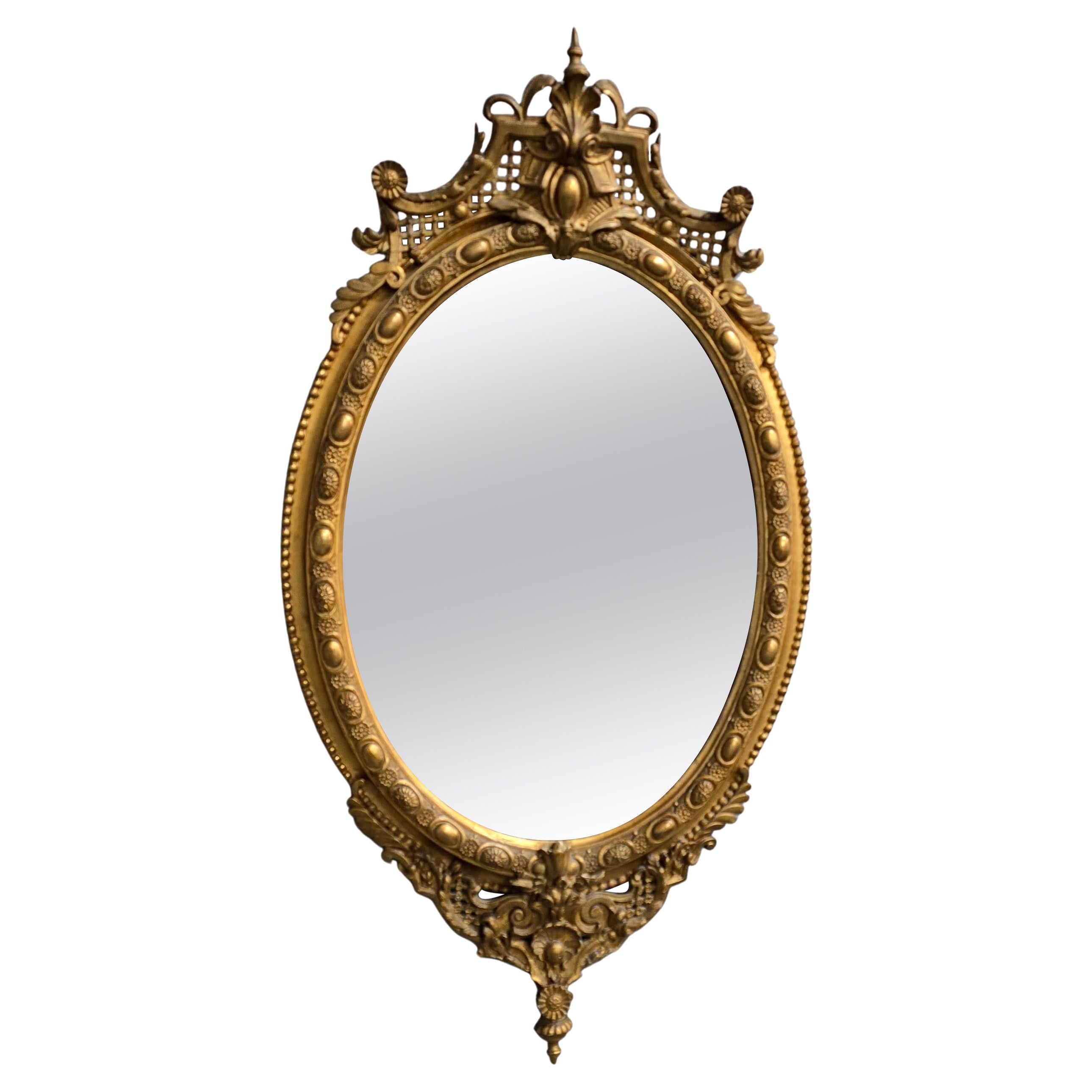 Fabuleux miroir ovale anglais doré