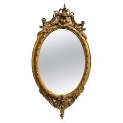 Antique Fabulous English Gilt Oval Mirror