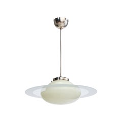 Kooperativa Förbundet, Pendant Light, Glass, Nickel, Sweden, 1940s