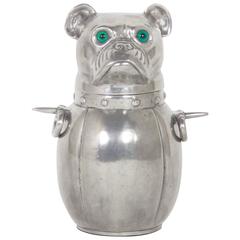Handcrafted Mid-Century Pewter Ice Bucket in the Shape of a Dog