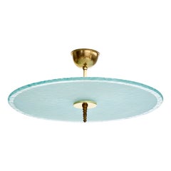 Swedish Designer, Pendant Light, Brass, Glass, Sweden, 1950s