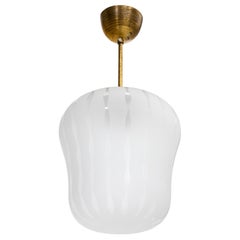 Swedish Designer, Pendant Light, Brass, Glass, Sweden, 1930s
