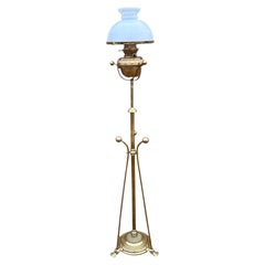 Antique Floor Standing Brass Oil Lamp