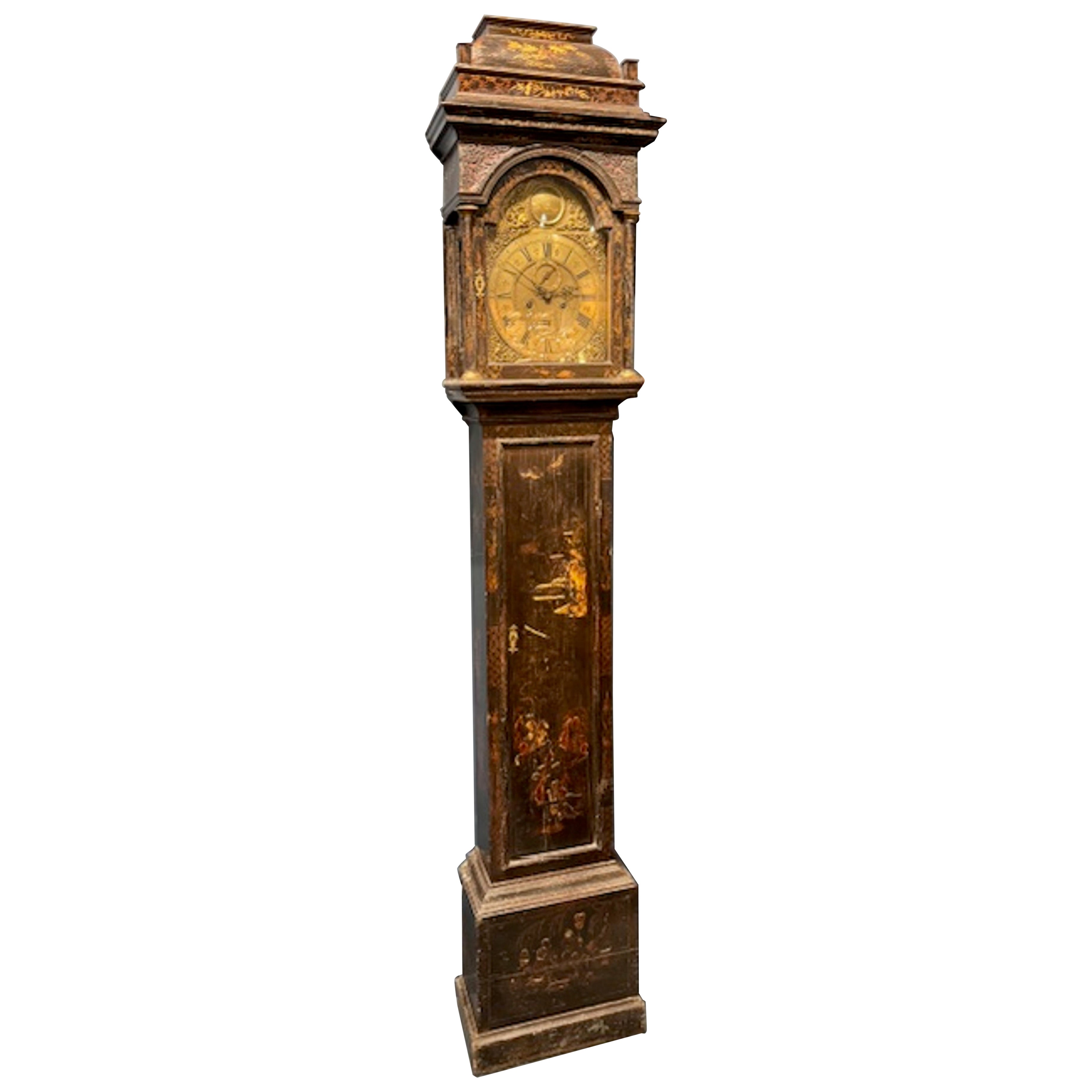 Horloge de parquet anglaise du 18e siècle avec plaque frontale en laiton par John Parsons