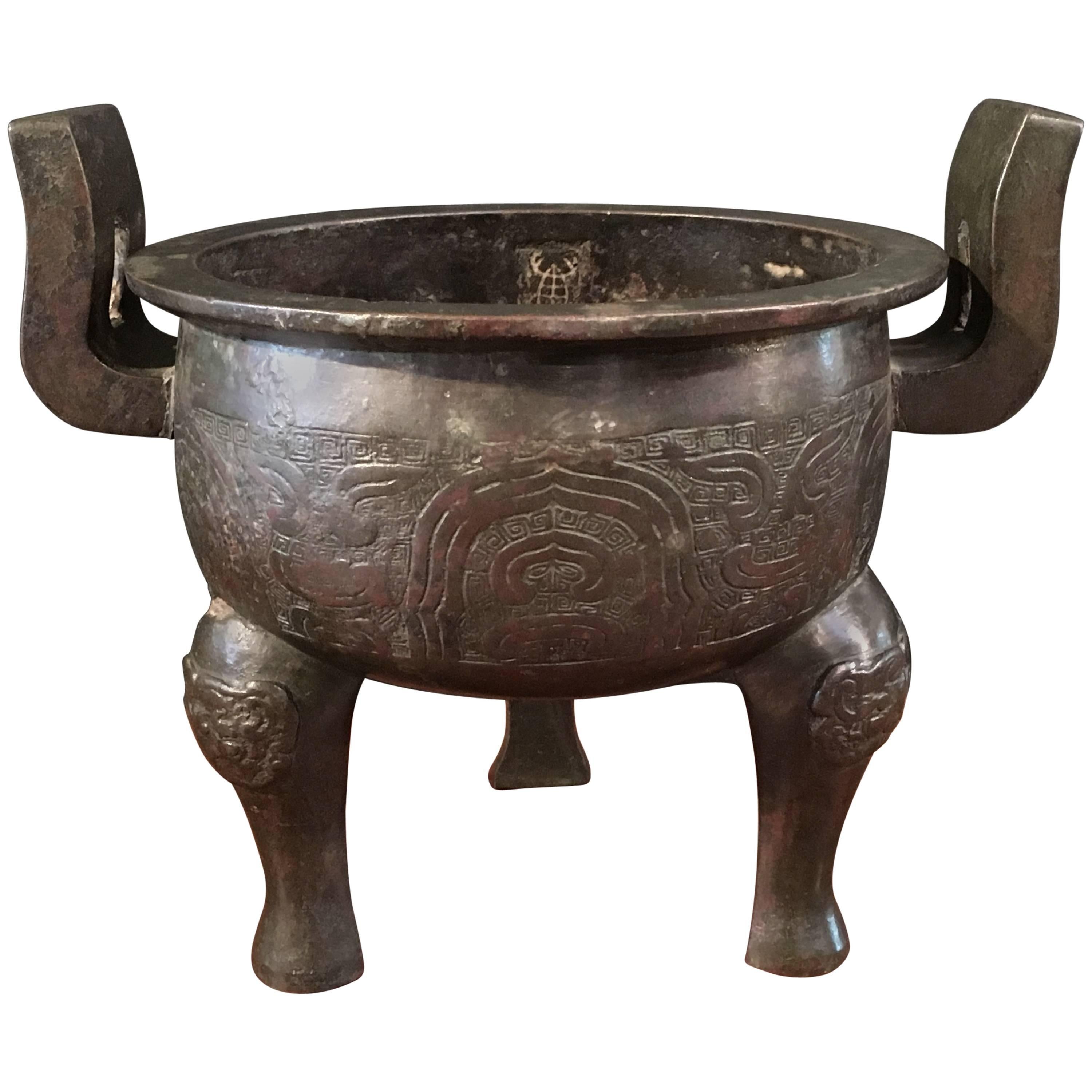 Early Ming Dynasty Archaistic Bronze Ding Vessel