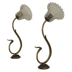 Paire d'appliques en verre et laiton du milieu du siècle par Barovier&Toso, années 1950, Italie