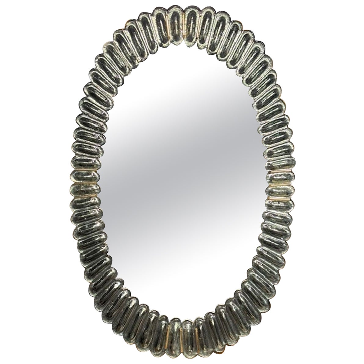 Miroir ovale moderne Fontana en verre de Murano vert