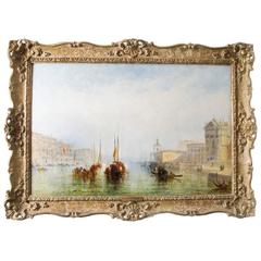 Antique Oil Painting the Grand Canal Venice J.Vivian