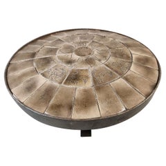 Ceramic and Steel Astrology French Coffee Table, 1960s
