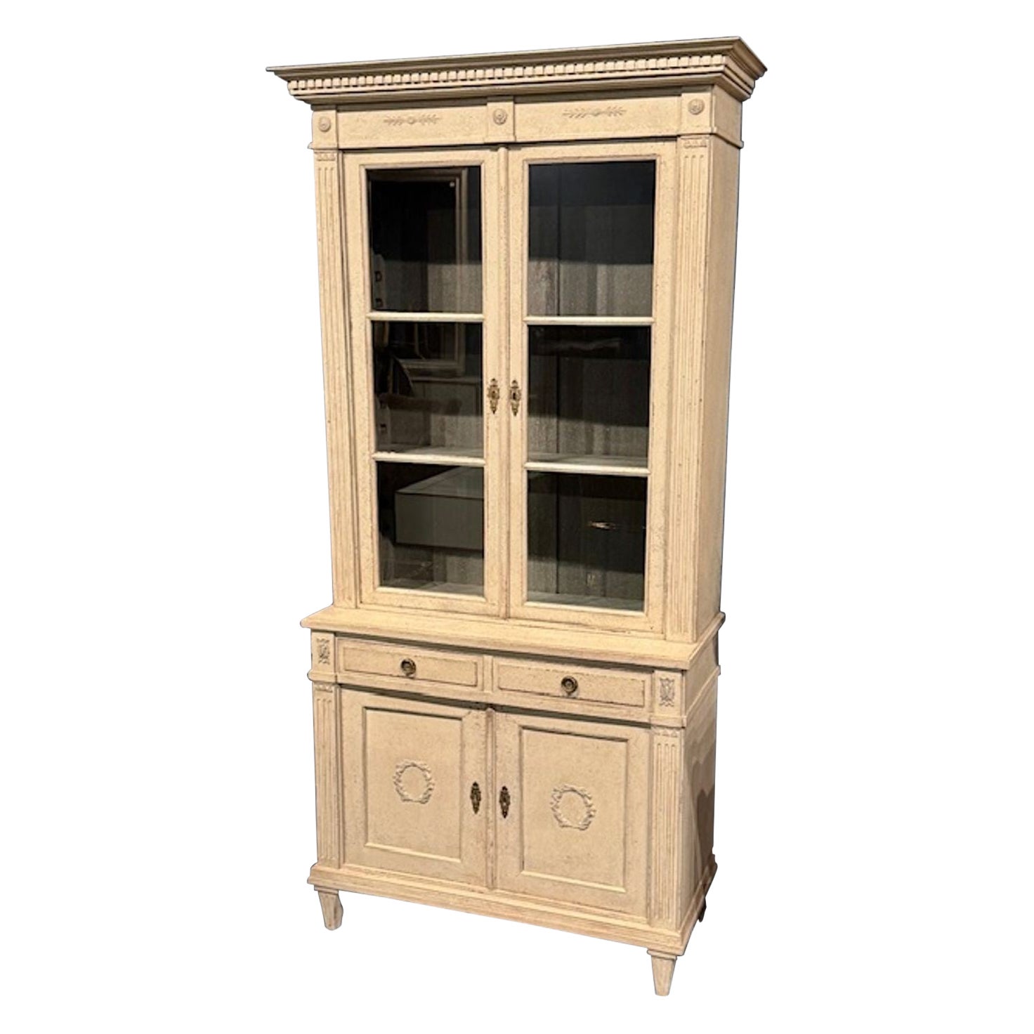 19th Century Swedish Carved and Painted Gustavian Style Cabinet