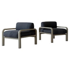 Orsay Lounge Chairs by Gae Aulenti for Knoll in Maharam Grid by Scholten & Baiji