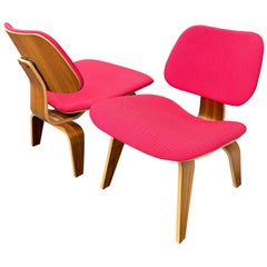 Pr of Herman Miller Eames Walnut and Pink LCW Chairs