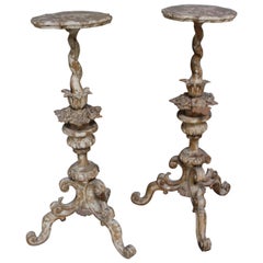 Pair of Italian Carved Wood Pedestals