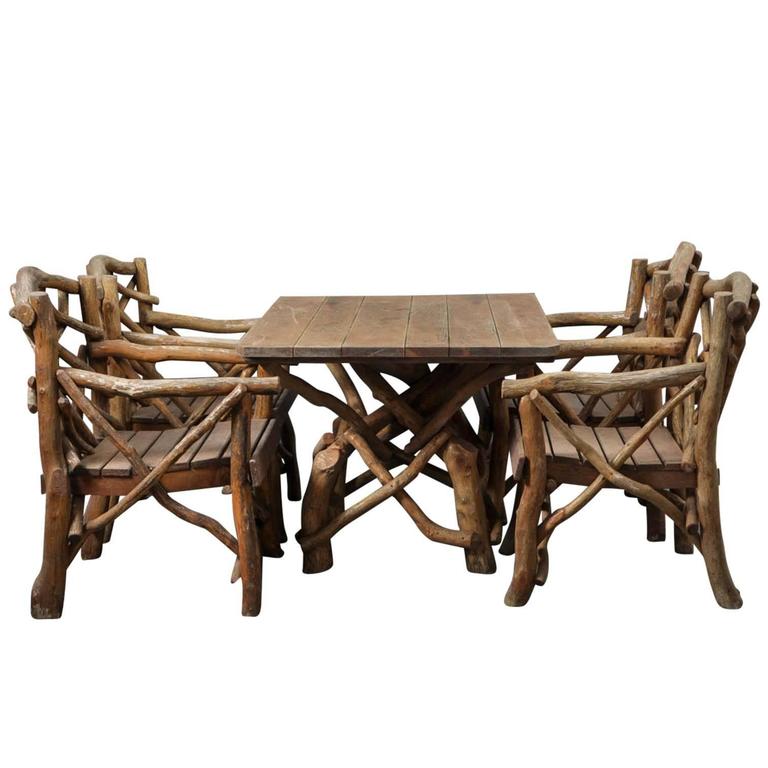 Set of Rustic 80s-80s Garden "Twig" Furniture For Sale at 80stdibs