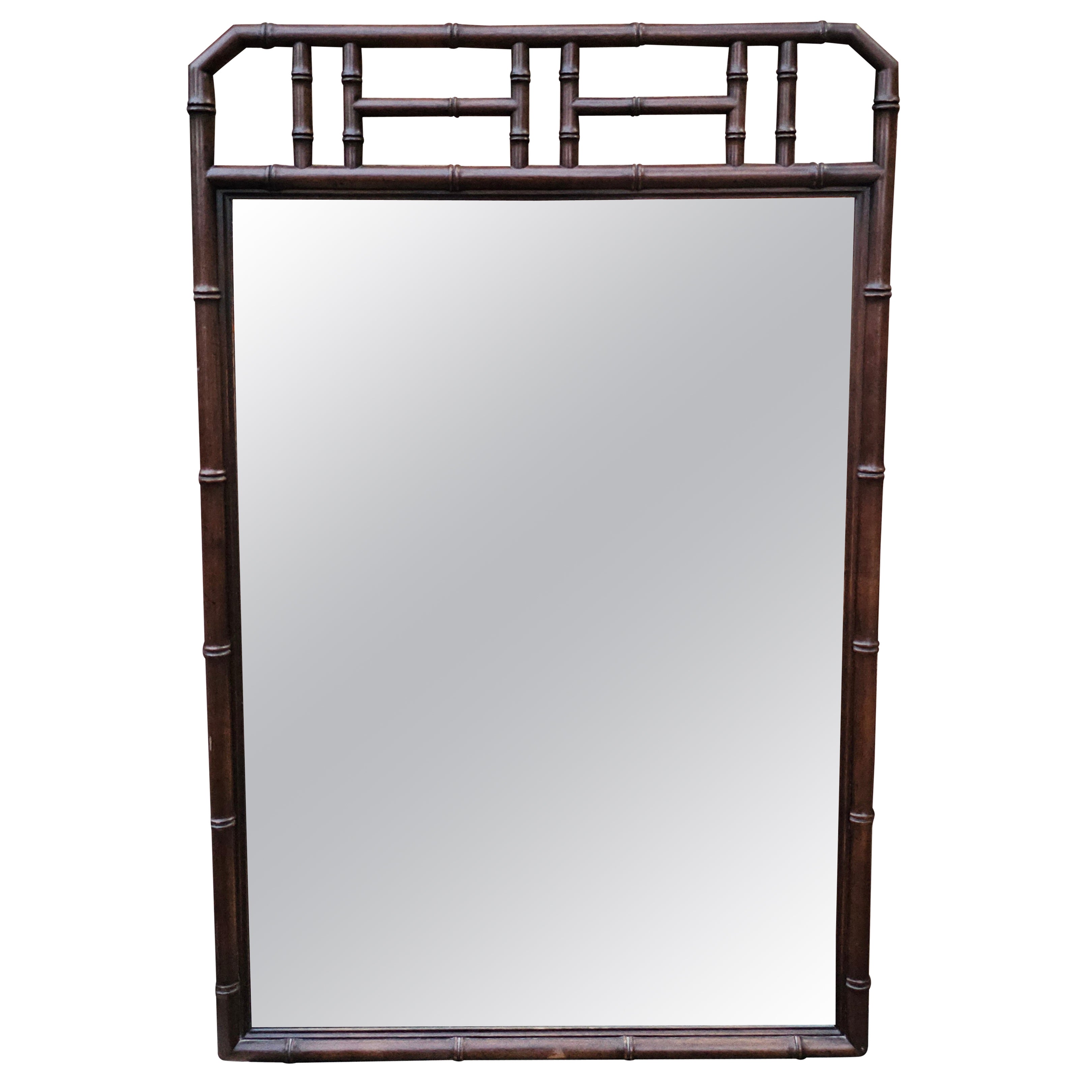 Drexel Faux Bamboo Tortoise Shell Wood Mirror