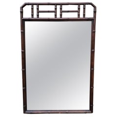 Miroir Drexel en bois de faux bambou, écaille de tortue
